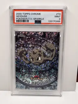 2000 TOPPS CHROME GEODUDE #74 CHROME POKEMON T.V. SPARKLE PSA 9 MINT - Image 1