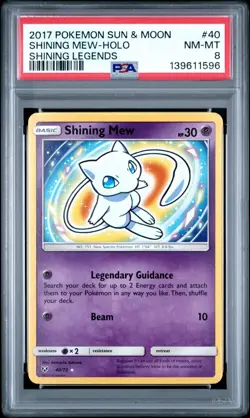 2017 POKEMON SUN & MOON SHINING LEGENDS #40 SHINING MEW-HOLO PSA 8 - Image 1