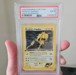 2000 Rocket's Zapdos 1st Edition PSA 6 Holo 15/132 Pokemon Gym Challenge - Image 1