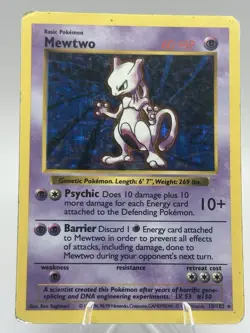 Pokemon TCG Mewtwo shadowless1st Edition Base Set Holo Rare 60 HP 10/102 1999 - Image 1