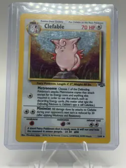 Pokemon TCG Clefable #1/64 Jungle Set Unlimited Holo Rare WOTC VTG 1999 MP - Image 3