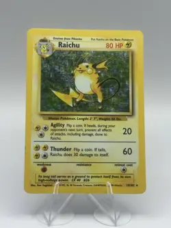 Pokemon TCG Raichu 14/102 Base Set Unlimited Holo Rare - LP - Image 1