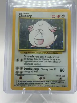 Pokemon Chansey Holo Rare Base Set Unlimited 3/102 Vintage MP/LP Condition - Image 3