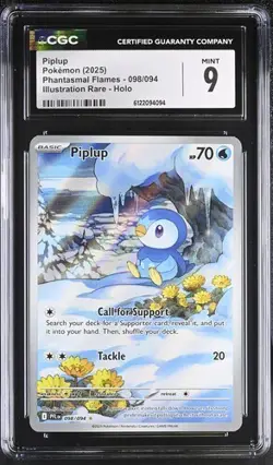 Piplup *CGC 9* Illustration Rare *Phantasmal Flames* #98 * Pokemon - Image 1