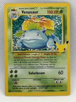 Pokemon TCG Venusaur Base Set Holo Rare Card 15/102 100 HP English Stage 2 - Image 1