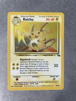 Fossil Raichu Holo, Excellent Condition, 14/62 Pokemon Card - Image 1