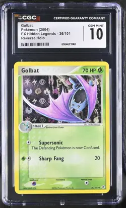CGC 10 GEM MINT Golbat 2004 EX Hidden Legends 36/101 Reverse Holo Pokemon Card - Image 1