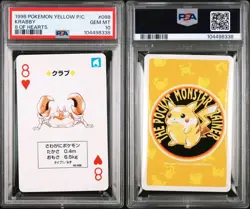 PSA 10 GEM MINT Pokemon Yellow Playing Card - Krabby 8 of Hearts (POP 1) - Image 1
