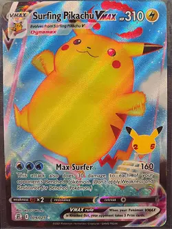 2021 Pokemon Celebrations Surfing Pikachu Vmax Full Art Holo #009/025 – NM - Image 1