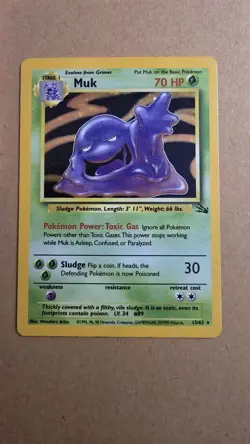 1999 Pokemon Fossil Muk Holo 13/62 Card Unlimited WOTC RARE VINTAGE TCG - Image 1