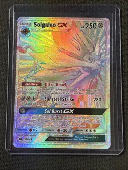 Pokemon Sun & Moon TCG Solgaleo GX 155/149 Holo Secret Rainbow Rare - Image 1