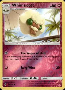 Pokemon Reverse Holo Whimsicott SM - Guardians Rising 91/145 LP - Image 1