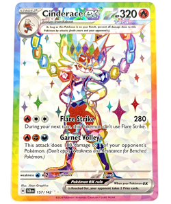 Pokemon Stellar Crown - Cinderace ex - Ultra Rare NM+/MT - 157/142 - Image 1