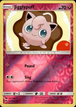 Pokemon Reverse Holo Jigglypuff SM - Lost Thunder 133/214 LP - Image 1