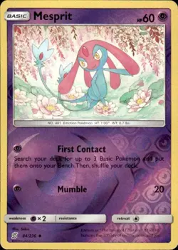 Pokemon Reverse Holo Mesprit SM - Unified Minds 84/236 LP - Image 1