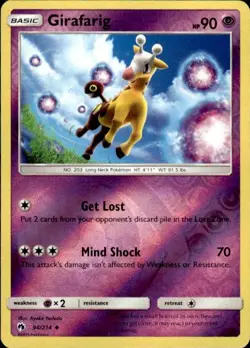 Pokemon Reverse Holo Girafarig SM - Lost Thunder 94/214 LP - Image 1