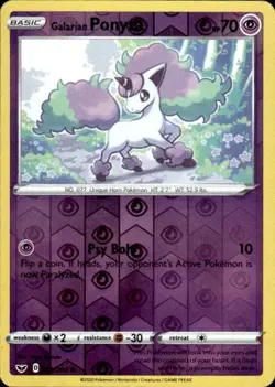 Pokemon Reverse Holo Galarian Ponyta SWSH01: Sword & Shield Base Set 081/202 LP - Image 1