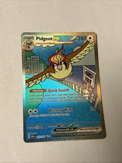 Pokemon TCG Pidgeot Ex 225/197 SV03: Obsidian Flames Full Art Illustration Rare - Image 2