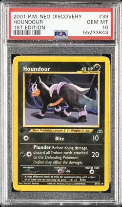 2001 POKEMON NEO DISCOVERY 1ST ED #39 HOUNDOUR PSA 10 - Image 1