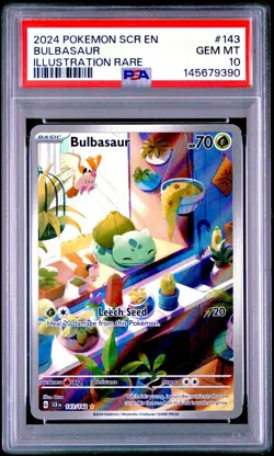 2024 POKEMON SCR EN-STELLAR CROWN ILLUSTRATION RARE #143 BULBASAUR PSA 10 - Image 1
