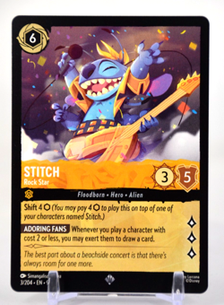 Disney Lorcana TCG Fabled Stitch Rock Star 3/204 Super Rare Regular - Image 1