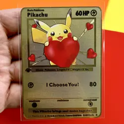 Pokemon Pikachu I Choose You! Metal Gold Foil Art Card Valentines Gift Love Fun - Image 5