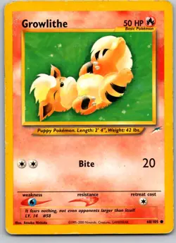 GROWLITHE 68/105 N4 NEO DESTINY UNLIMITED POKEMON CARD TCG HP 2002 - Image 2
