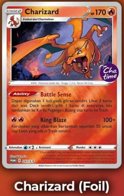 Charizard Foil Holo Promo RARE Chatime 351/S-P Pokemon Card Indonesia Exclusive - Image 3