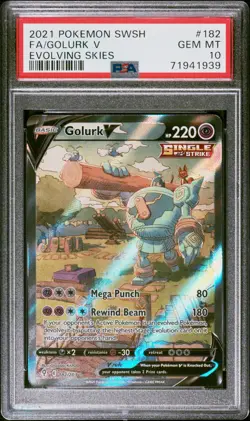 2021 POKEMON SWORD & SHIELD EVOLVING SKIES #182 FULL ART/GOLURK V PSA 10 - Image 1