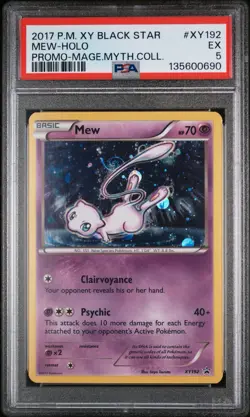 2017 Pokemon XY Mew Holo XY192 Black Star Foil Mythical Collection Promo PSA 5 - Image 1