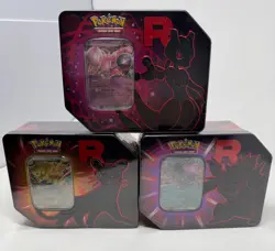 Set of 3 Pokemon TCG Destined Rivals Team Rocket Tins NEW - Image 1