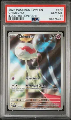 2024 Pokemon TWM EN Chimecho PSA 10 GEM ILLUSTRATION RARE FULL ART 179/167 - Image 1
