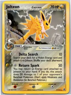 Jolteon (Delta Species) Rare Delta Species Reverse Holo 7/113 Pokemon Card MP - Image 1