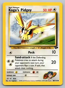 Pokemon TCG Gym Challenge Koga's Pidgey (80) 080/132 - Image 1