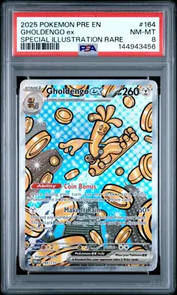 2025 Pokemon Prismatic Evolution Gholdengo EX Special Illustration #164 PSA 8 - Image 1