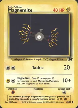 MAGNEMITE 60/82 COMMON TEAM ROCKET POKEMON UNLIMITED MP - Image 2