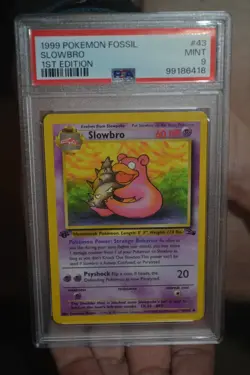 PSA 9 Pokemon 1999 1st Edition Fossil Slowbro #43 - Image 1