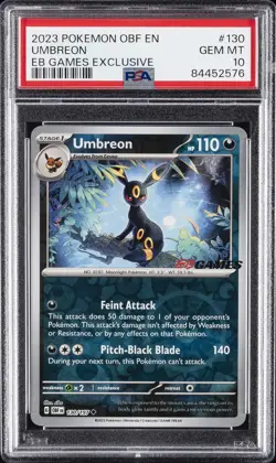 2023 POKEMON OBF EN-OBSIDIAN FLAMES EB GAMES EXCLUSIVE #130 UMBREON PSA 10 - Image 1