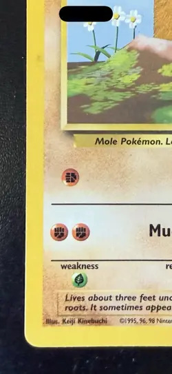 1999 Pokemon Base Set Diglett 47/102 Error Misprint Sideways Fighting Energy LP - Image 3