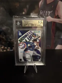 Bandai One Piece CCG Monkey D. Luffy Leader LA Dodgers Promo Beckett 9.5 EB02010 - Image 1