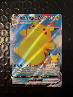 Pokemon Pikachu TCG Surfing VMAX Full Art Celebrations Card 009/025 NM Condition - Image 1