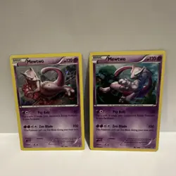 Pokemon TCG XY Mewtwo XY101 & XY100 Cosmo Foil & Regular Card Lot - Image 1