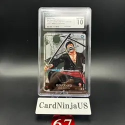 CGC 10 GEM MINT Roronoa Zoro Parallel OP01-001 L 25th Edition ONE PIECE Card 67 - Image 1