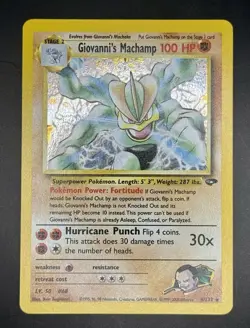 Giovanni’s Machamp 6/132 Holo Rare Unlimited Gym Challenge Pokemon Card WOTC - Image 1
