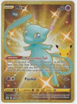 2021 Pokemon Celebrations Mew 025/025 Gold Holo Secret Rare Card - Image 1