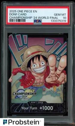 2025 ONE PIECE CARD EN MONKEY D. LUFFY DON CARD PROMO '24 CS WORLD FINAL PSA 10 - Image 1