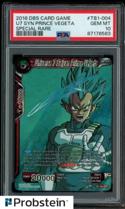 2018 DBS Card Game Special Rare #TB1-004 Universe 7 Saiyan Prince Vegeta PSA 10 - Image 1