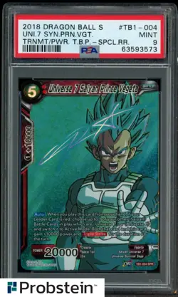 2018 DBS Card Game Special Rare #TB1-004 Universe 7 Saiyan Prince Vegeta PSA 9 - Image 1