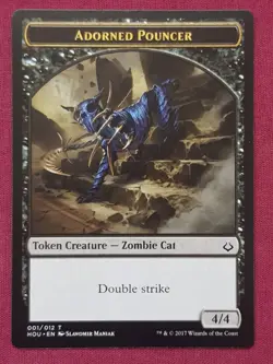 Magic The Gathering HOUR OF DEVASTATION ADORNED POUNCER WARRIOR token card MTG - Image 1