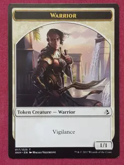 Magic The Gathering HOUR OF DEVASTATION ADORNED POUNCER WARRIOR token card MTG - Image 2